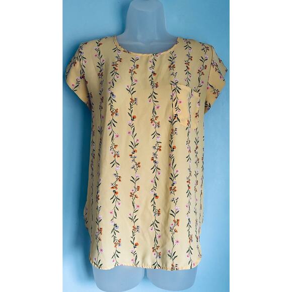 Lily White Blouse Yellow Floral Fairycore Boho Large - Picture 1 of 7